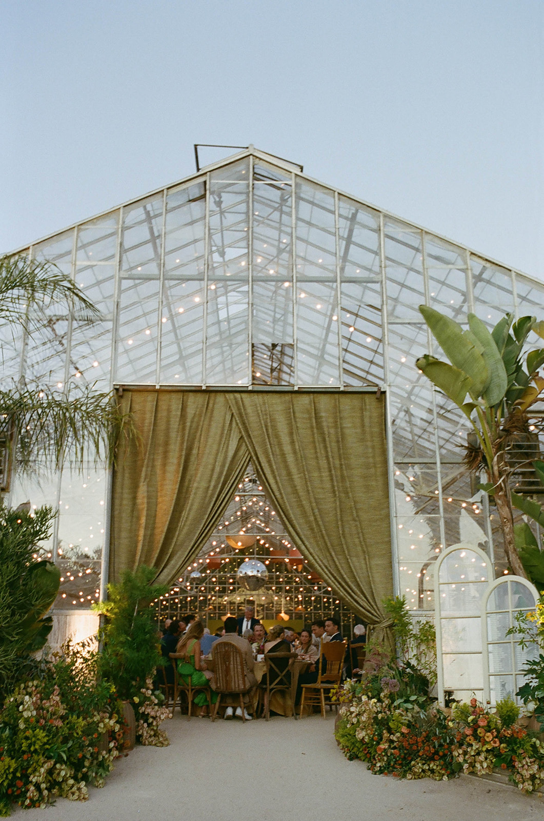 Greenhouse wedding reception at Dos Pueblos Orchid Farm