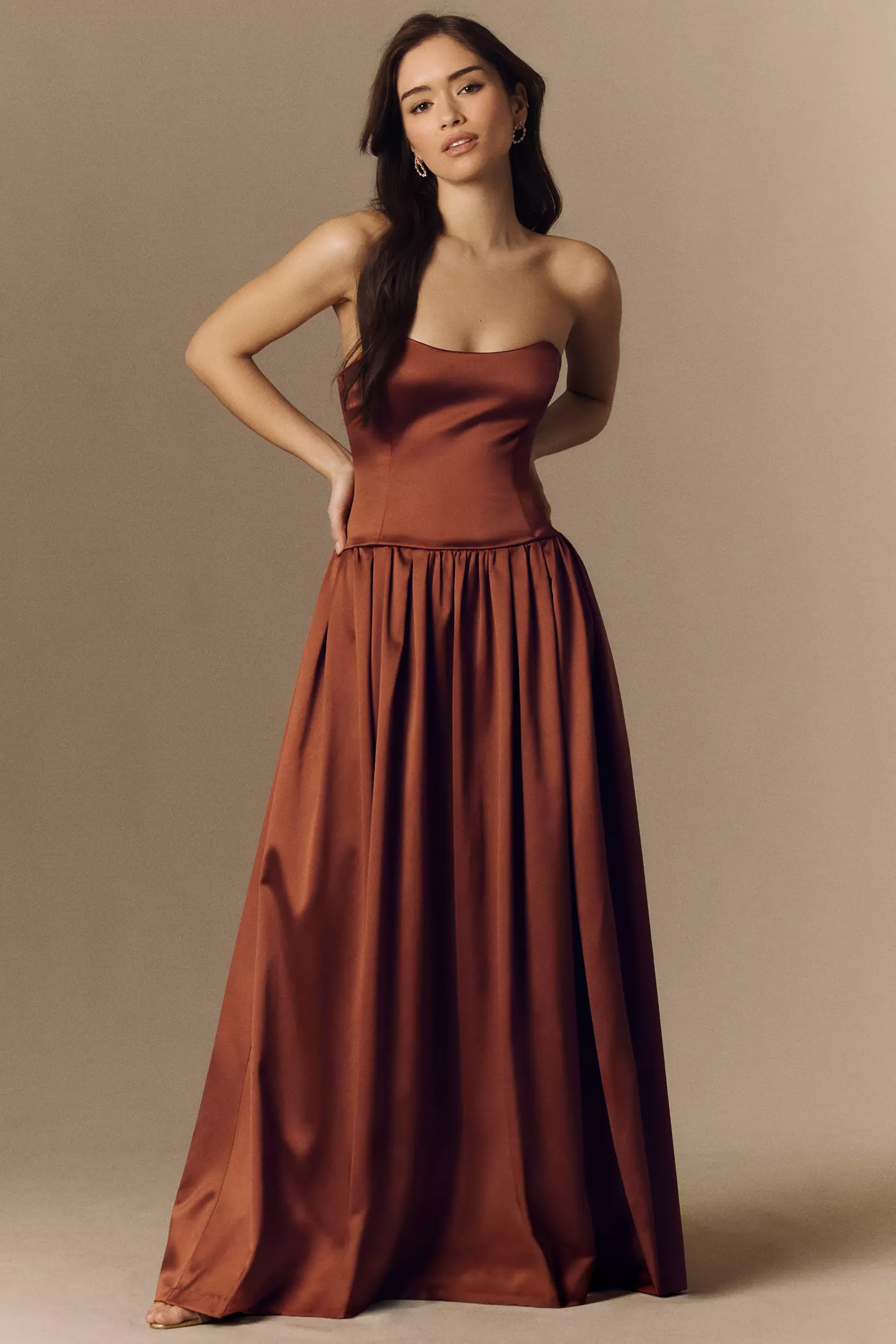 brown bridesmaid dress