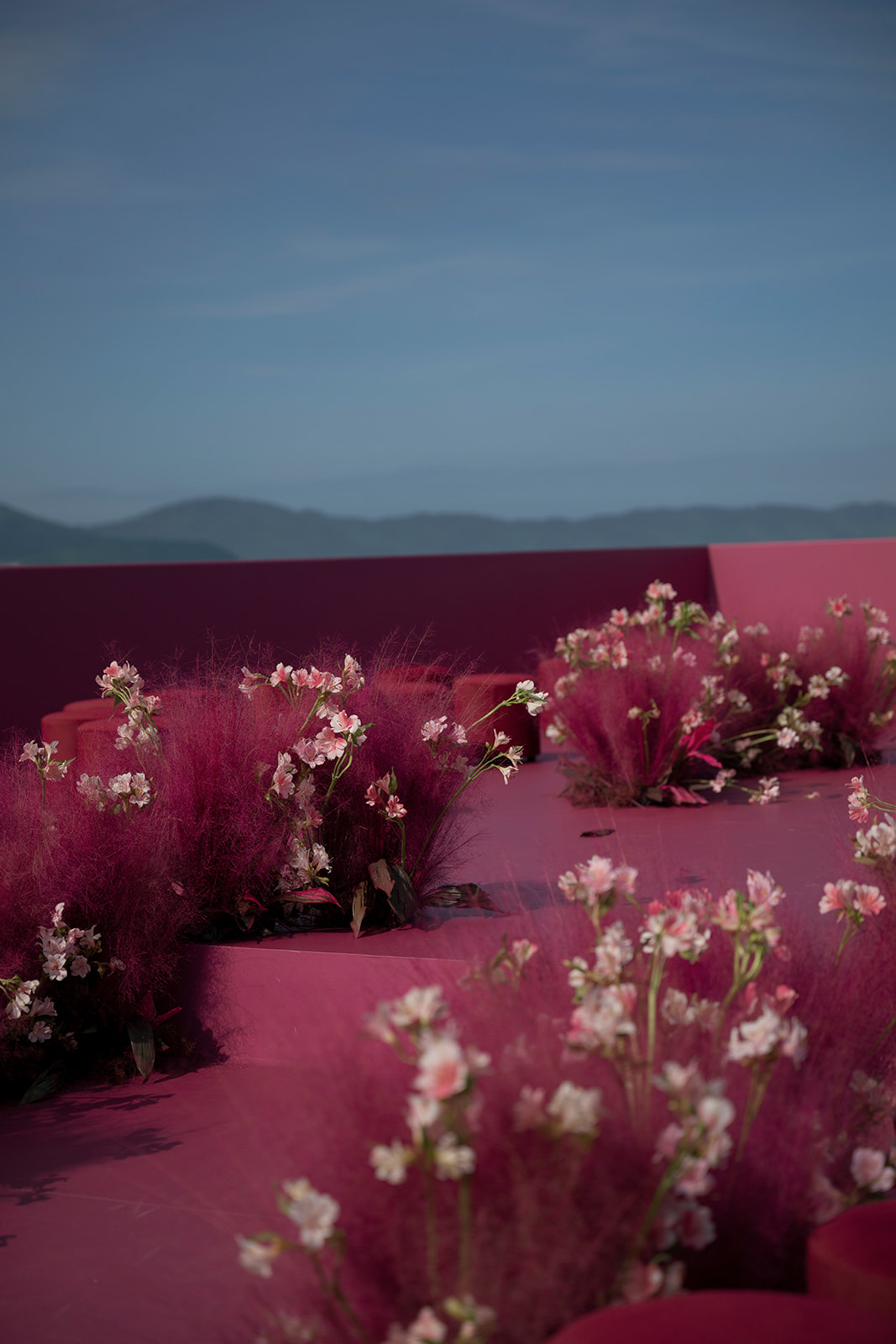 colorful fuschia wedding florals
