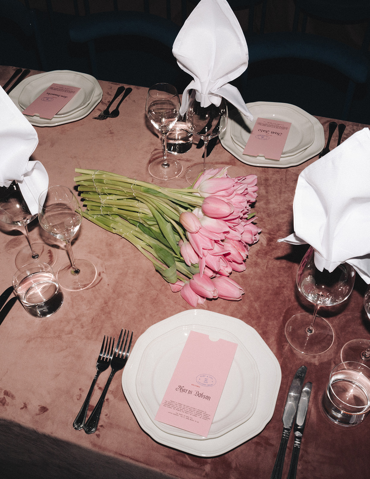 pink wedding reception table