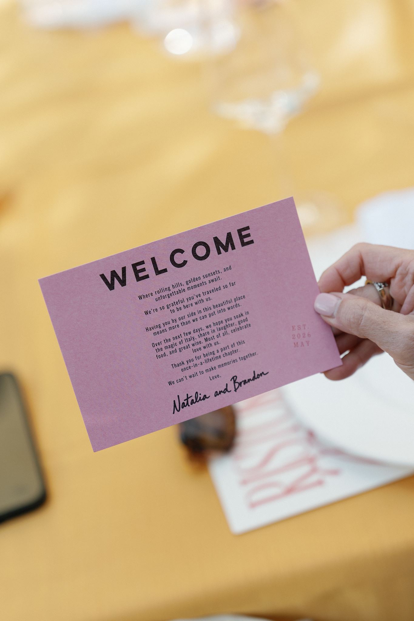 a colorful Italian villa wedding welcome party