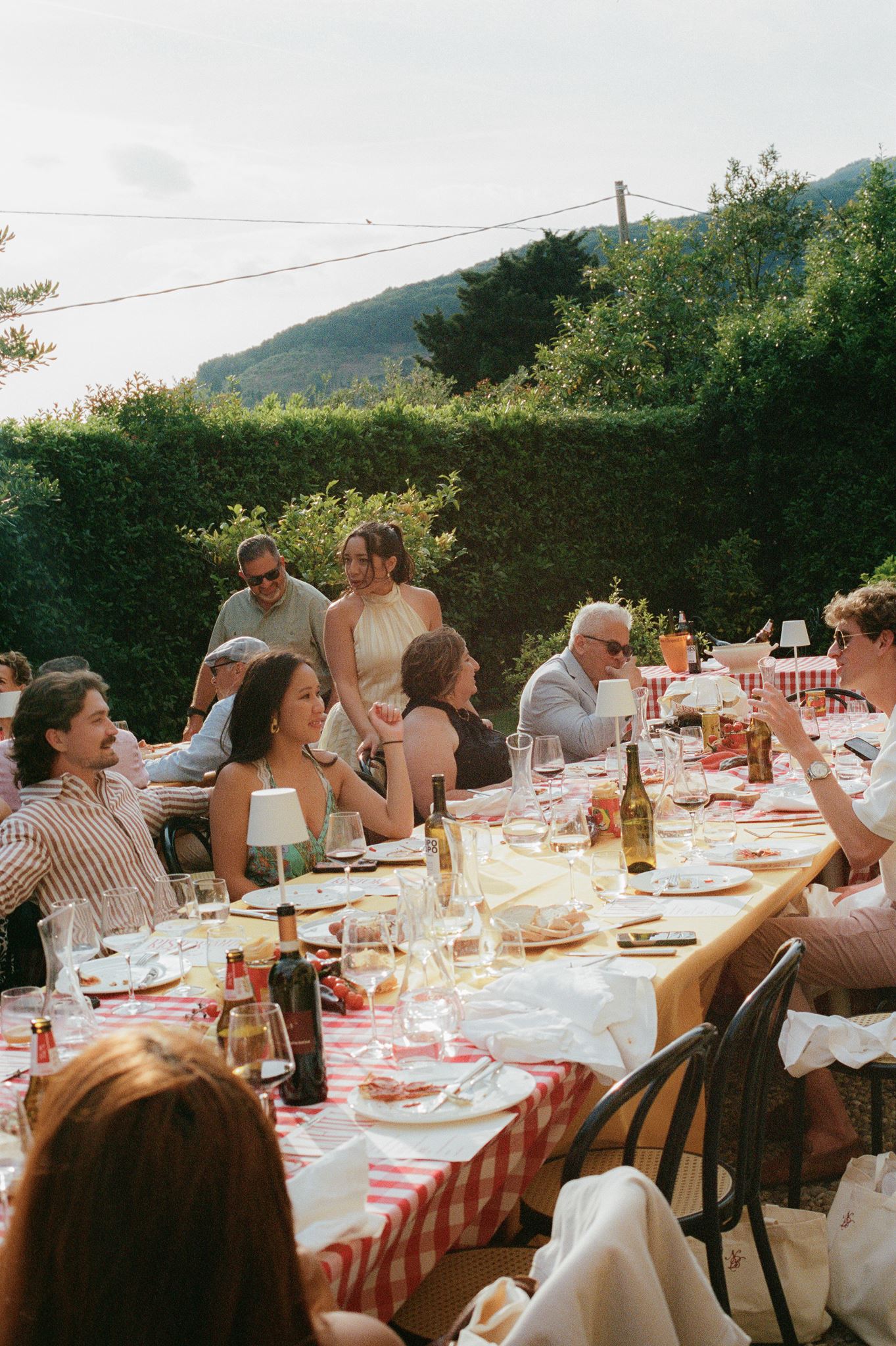 a colorful Italian villa wedding welcome party