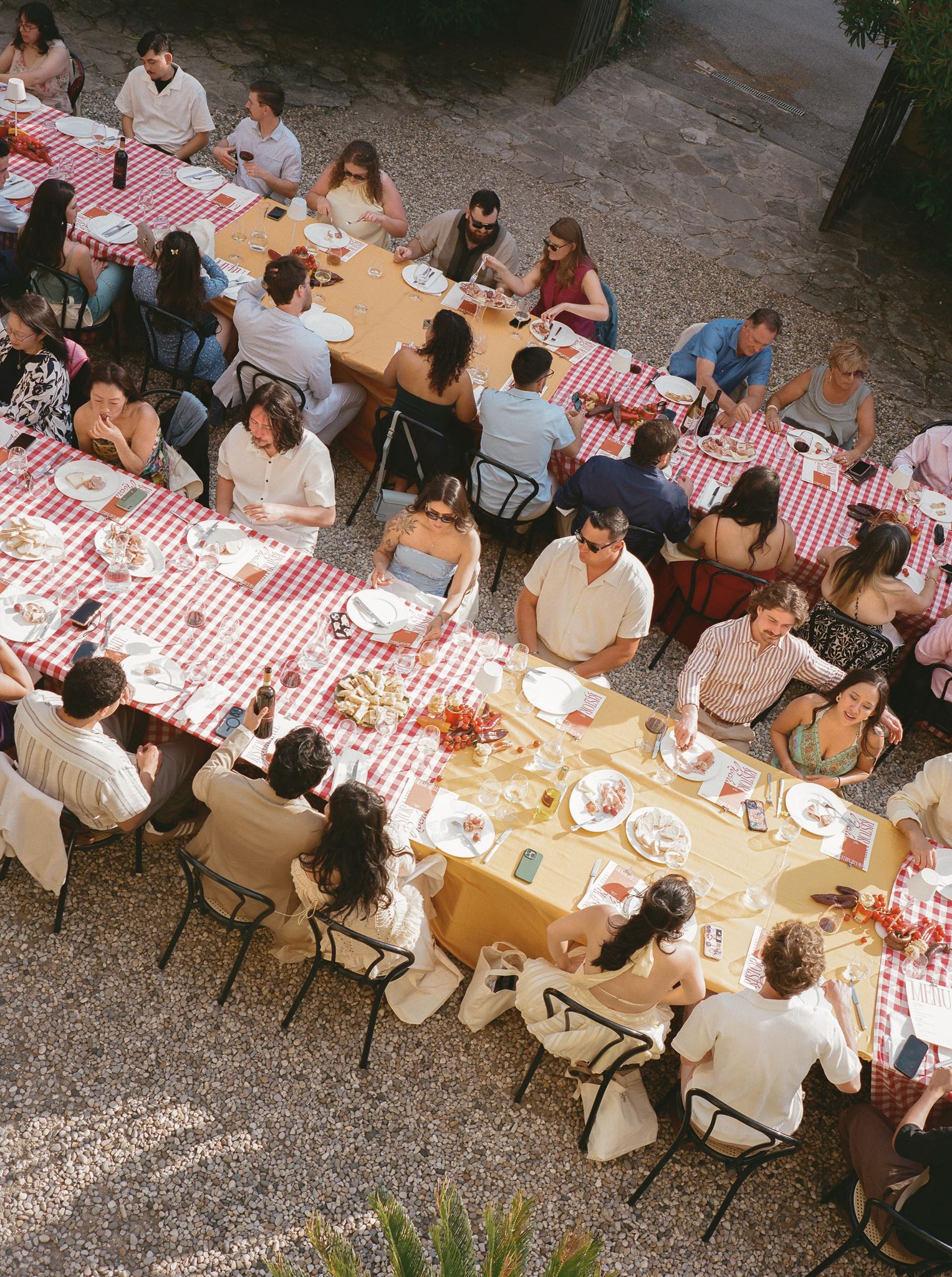 a colorful Italian villa wedding welcome party