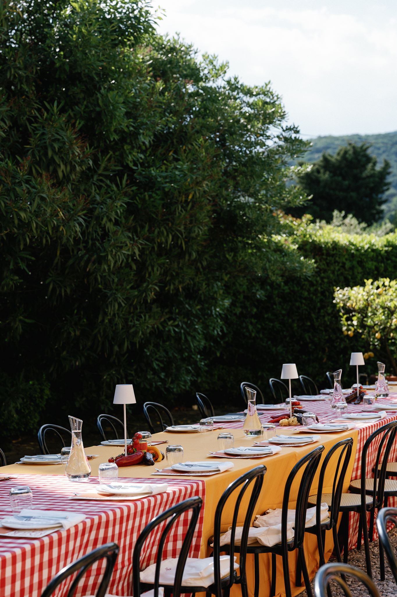 a colorful Italian villa wedding welcome party