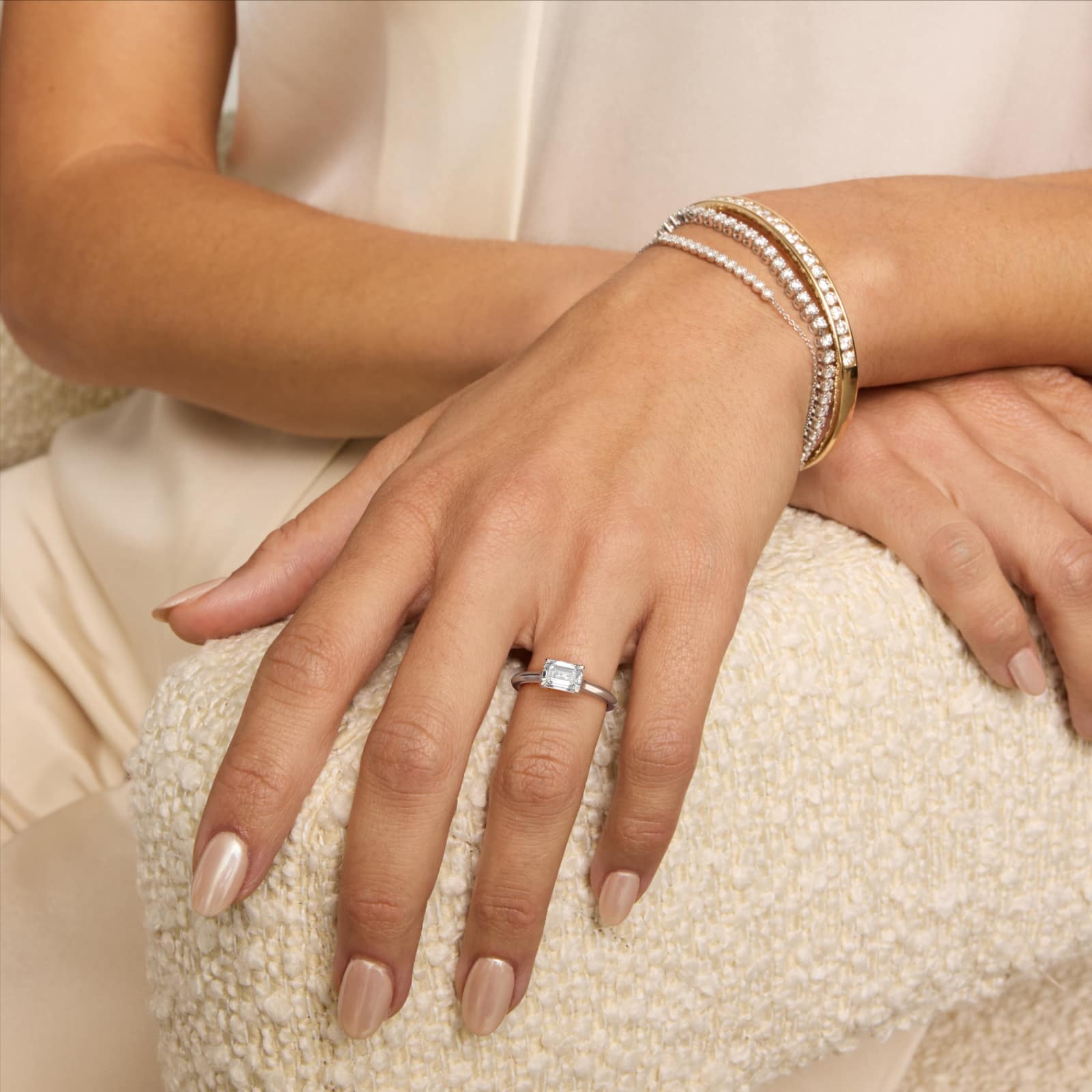 East West Solitaire in 14k White Gold