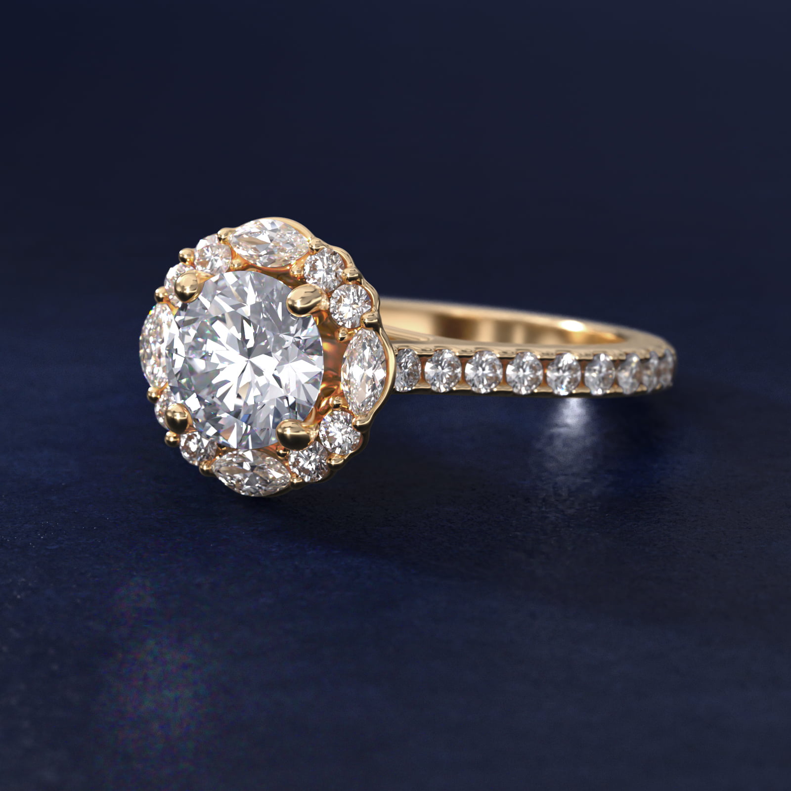 The Ritz Oval Halo Diamond Engagement Ring