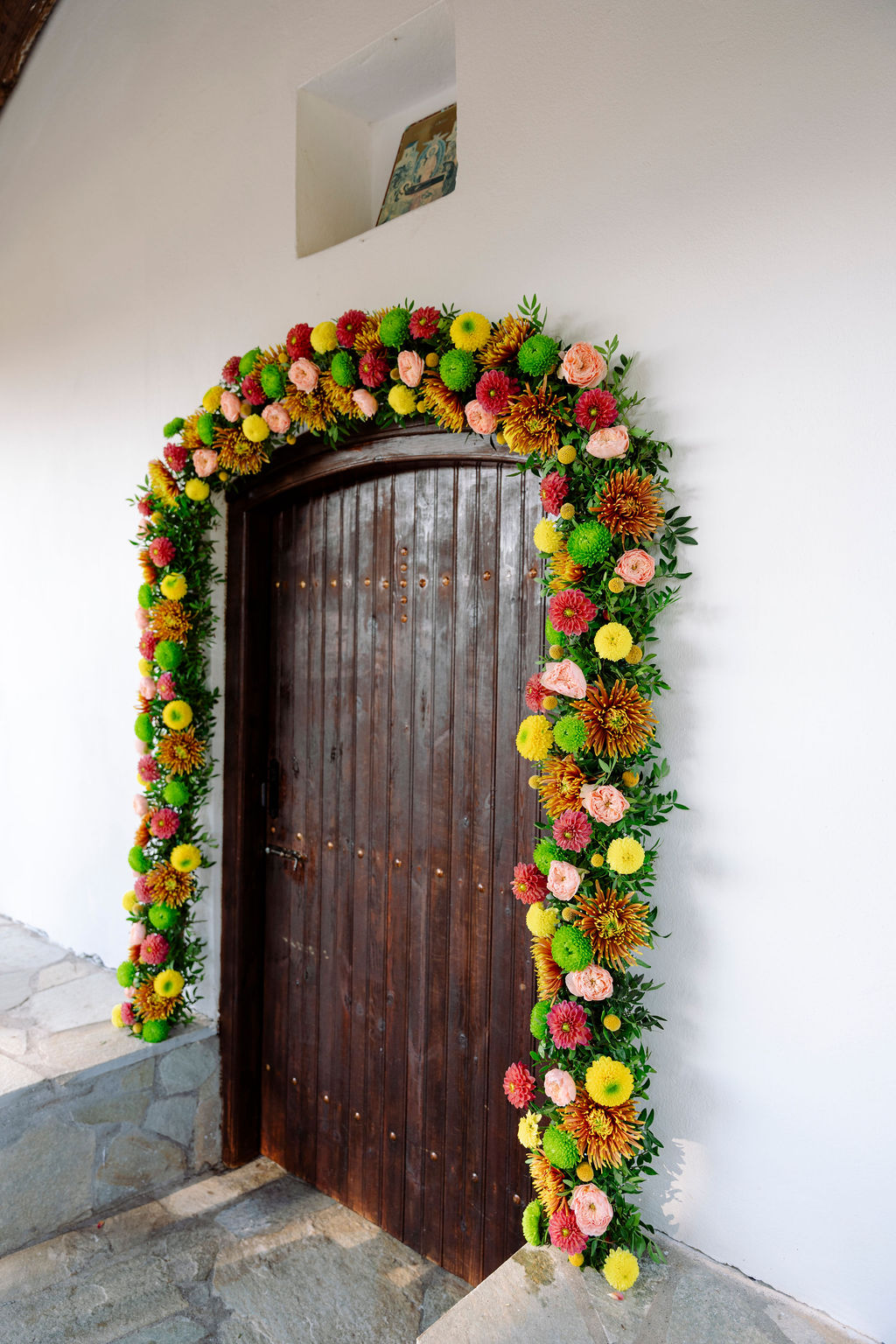Intimate destination wedding at a private villa surrounded by trees on Mount Olympus in Greece
