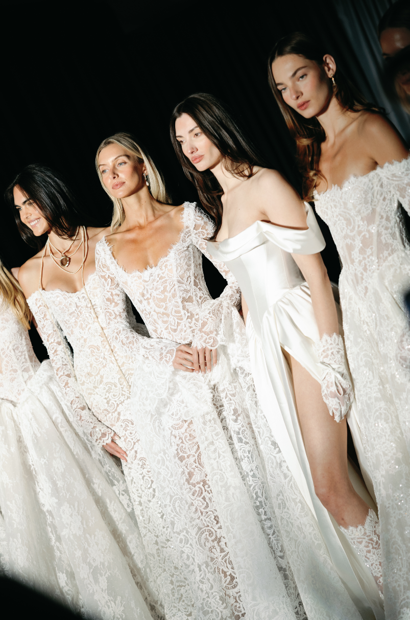 Berta Fall 2027 Élysée collection featuring glamorous couture wedding dresses and dramatic bridal silhouettes