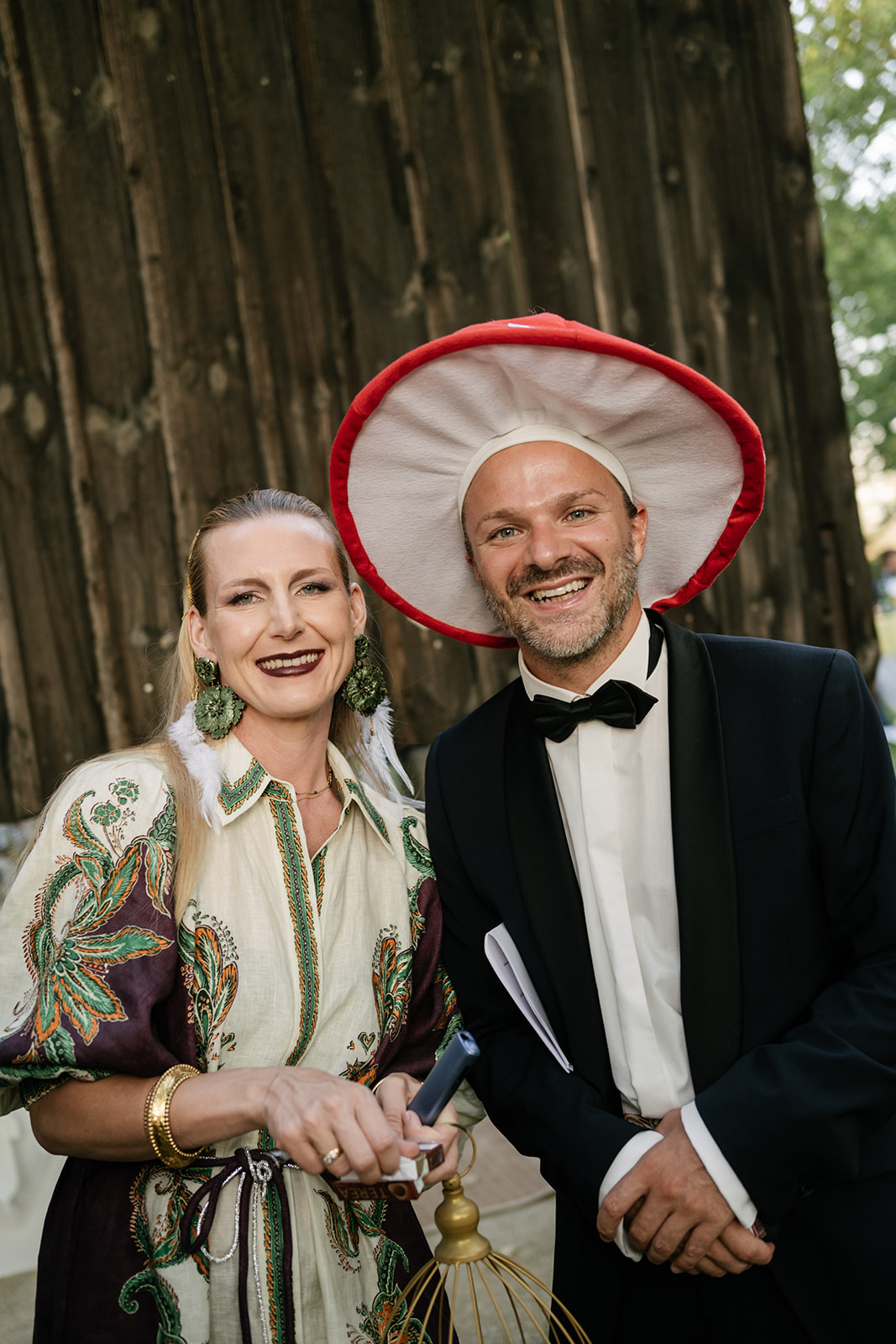 Elegant Couple in Artistic Surrealist Wedding Attire